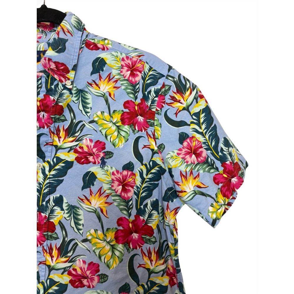 Ralph Lauren Men's Hawaiian Floral Short Sleeve Button Up Shirt Pony Medium - Picture 2 of 5